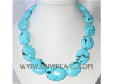 30-40mm blue ellipse natural turquoise necklace