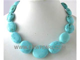 27-33mm blue ellipse natural turquoise necklace