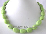 13-15mm green ellipse natural turquoise necklace