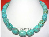 14-20mm green column shape turquoise necklace