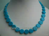 12mm blue flat natural turquoise necklace