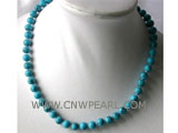 8mm round natural turquoise necklace