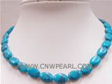 10-14mm blue ellipse natural turquoise necklace