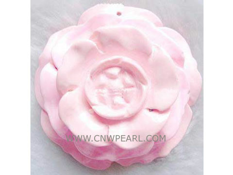 38*38*14mm pink carved flower natural turquoise pendant