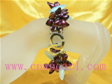 wine red 7*10mm blister pearl bracelet with crystal
