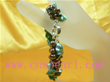 coffee and green twisted freshwater pearl bracelet