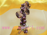 wine red 6-7mm freshwater pearl bracelet with crystal