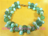 green potato pearl with Malaysia jade bracelet