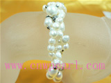 three strands twisted white freshwater pearl bracelet