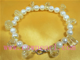 7-8mm white freshwater pearl bracelet with yellow crystal