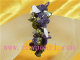 7*10mm coffee blister pearl bracelet with amethyst beads