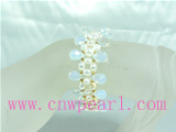 5-6mm white pearl bracelet with moonlight gemstones
