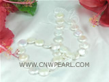 12mm white color cultured coin pearl strand on wholesale
