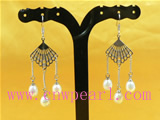 7-8mm fan-shaped freahwater pearl dangling earrings