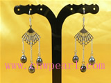 fan-shaped 7-8mm freahwater pearl dangling earrings