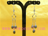 7*9mm black tear drop pearl earrings wholesale