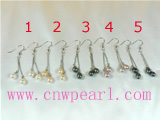 6-7mm freshwater pearl dangling earrings with 5 colors