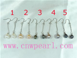 6-7mm cultured pearl dangling earrings with 5 colors