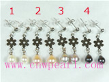 5*7mm freshwater pearl earrings with flower designed mountings
