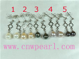 8-9mm freshwater pearl dangling earrings with star mounnting