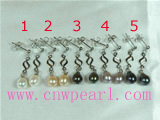 8-9mm freshwater pearl earrings with twisted mounting