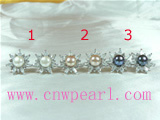 8-8.5mm freshwater pearl earrings with zircon mounting