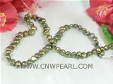 6-7mm olivine color nugget pearl strands on sale
