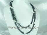 black potato pearls alternated with white shell pearls necklace