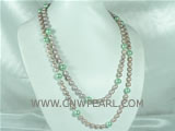 7-8mm rice freshwater pearl with shell pearl necklace