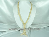 ecru triple strands smooth on both sides pearl necklace