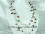 7-8mm white rice pearl with colorful blister pearl necklace