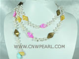 5-6mm white top drilled pearls with shell pearls necklace