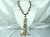 twisted strand blister pearl with crystal beads necklace