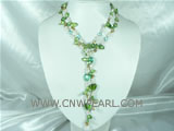 Green blister freshwater pearl with nugget pearl necklace