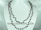 wine red top drilled freshwater pearl with crystals necklace