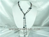 Alternated nugget freshwater pearls with shell pearls necklace