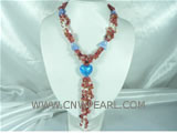wholesale red heart shape glaze braid pearl necklace