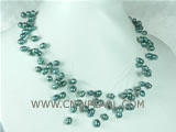 6-7mm blue top drilled potato freshwater pearl necklace