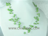 6-7mm green top drilled potato freshwater pearl necklace