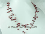 wholesale 6-7mm wine red nugget freshwater pearl necklace