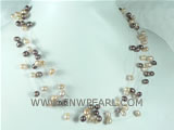 wholesale 6-7mm pink and coffee potato freshwater pearl necklace