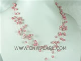 wholesale 5-6mm top drilled pink potato  pearl necklace
