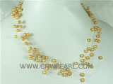 5-6mm yellow top drilled potato freshwater pearl necklace