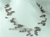 6-7mm coffee top drilled potato freshwater pearl necklace
