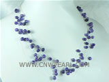 5-6 deep purple top drilled potato freshwater pearl necklace