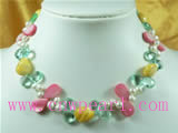 Colorful potato freshwater pearl necklace with crystal
