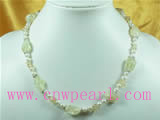 5-6mm white freshwater pearl necklace with crystal