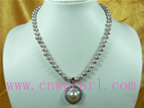 7-8mm lavender freshwater pearl necklace chain