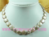 12mm long drilled coin shaped pink freshwater pearl necklace