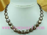 12mm long drilled coin coffee freshwater pearl necklace